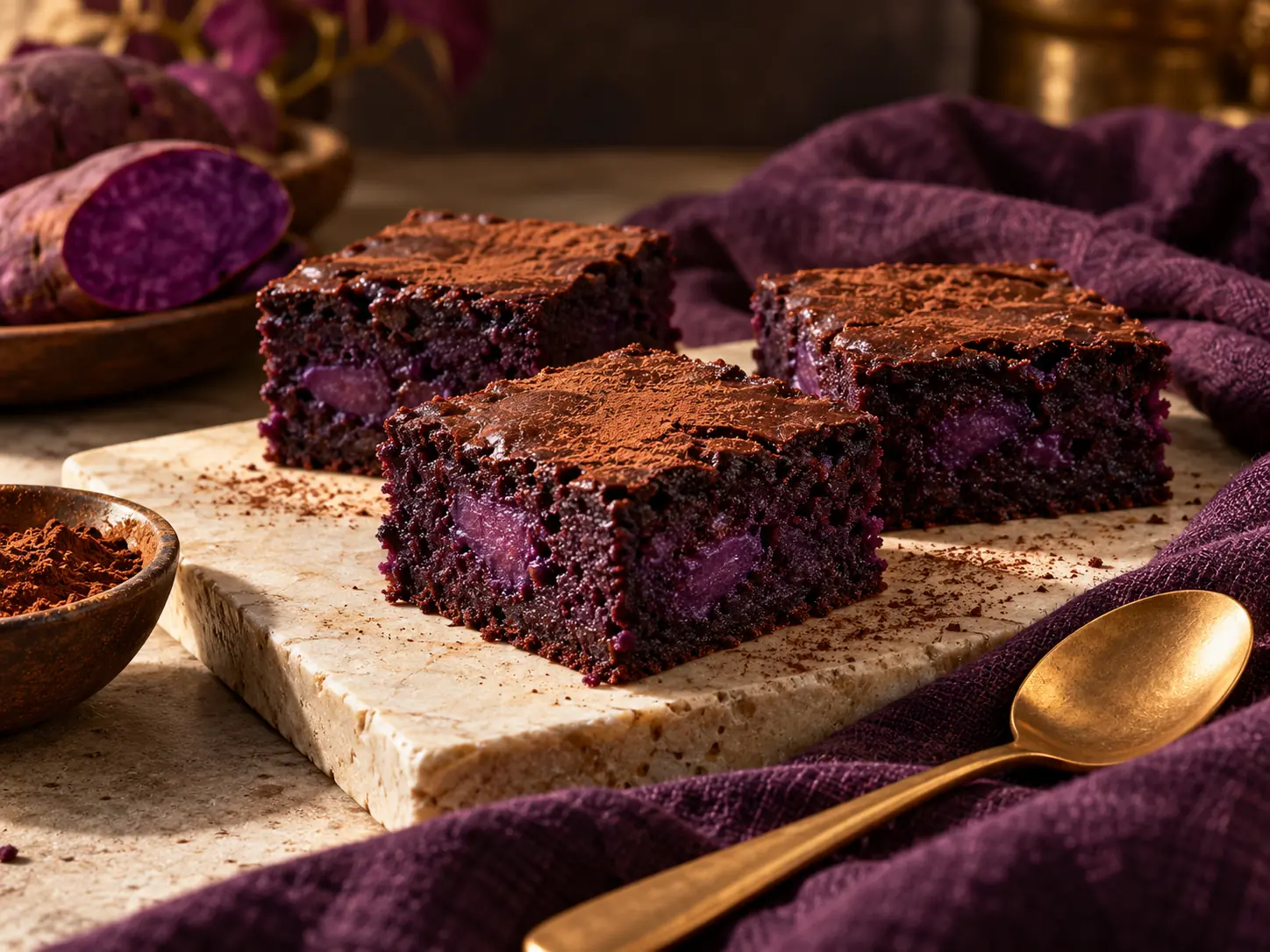 Konsep brownies ubi ungu Yubie